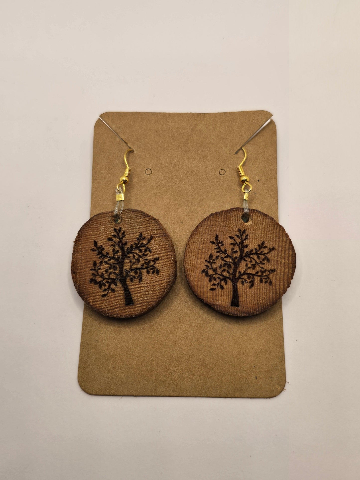 Engraved Wood Earrings | Wood Earrings | Round Earrings | West Coast Earrings | West Coast Jewelry | Nature Jewelry | Engraved Earrings - Warmland Kraftworkx